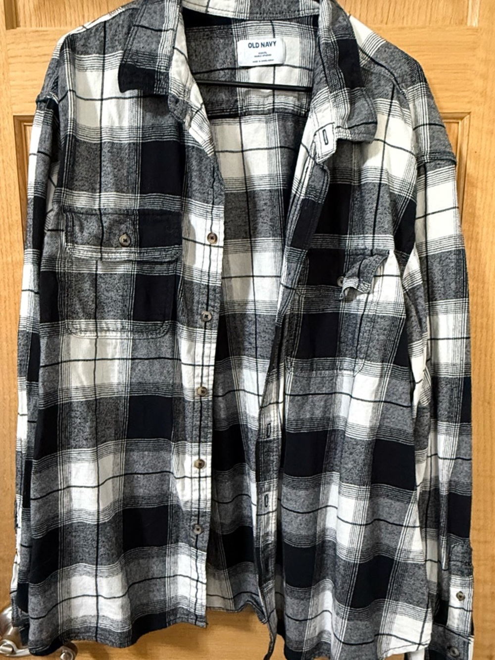 Old Navy Black White Plaid Flannel Shirt Size 4XL Oversized Size